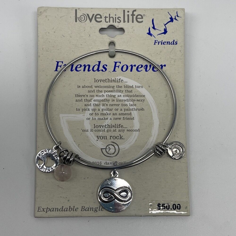 Love This Life FRIENDS FOREVER Expandable Charm Bangle Bracelet New